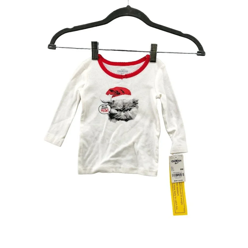 NWT Oshkosh B'gosh‎ Baby 6M Christmas Grumpy Cat Graphic T Shirt Long Sleeve